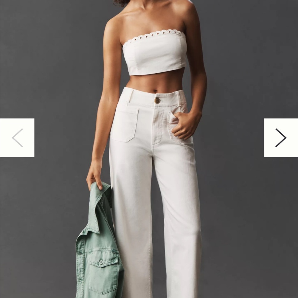 Maeve White High-Rise Wide Leg Jeans